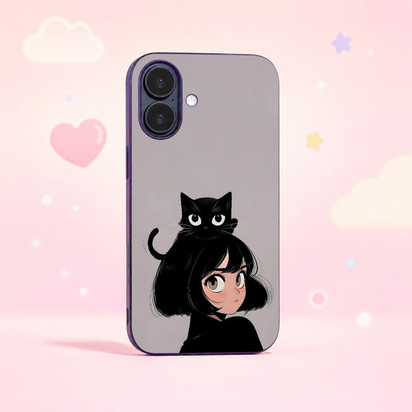 Cat Girl Glass Phone Case