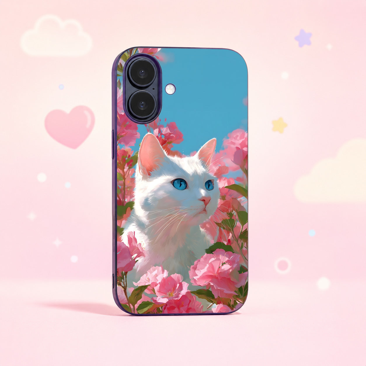 Floral Cat Glass Phone Case